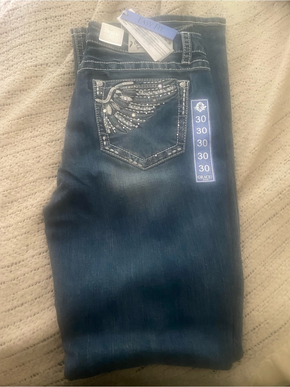 NWT Grace in LA Women's Western Wing Embroidered Mid Rise Bootcut Jeans
